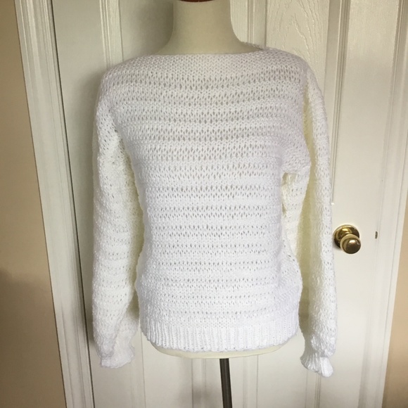 New Hand Knit Winter White Sweater - Picture 1 of 4